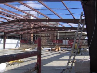 batting facility steel frame under construction